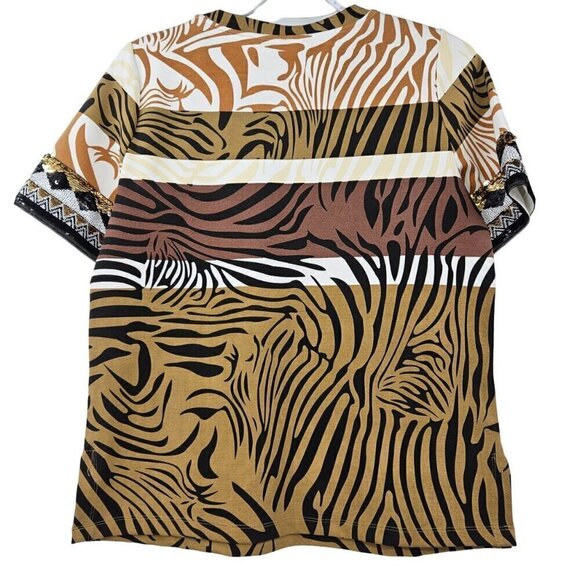 Kobi Halperin Yara Sequined Animal Print Top Tee Women’s Size XS Relaxed Fit - Picture 4 of 11